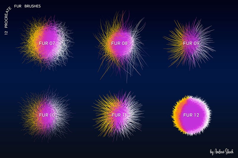 12个动物绒毛Procreate笔刷 - 笔刷下载 -