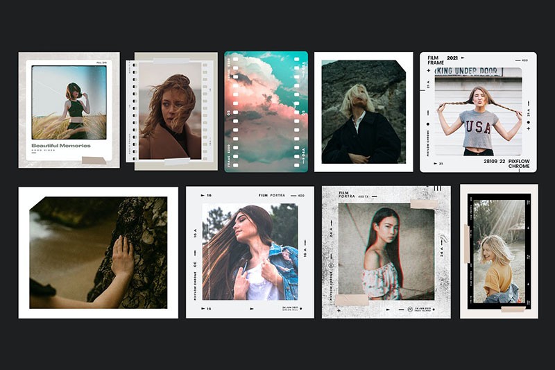70张ins胶片相框遮罩背景素材PNG - PS图案 -
