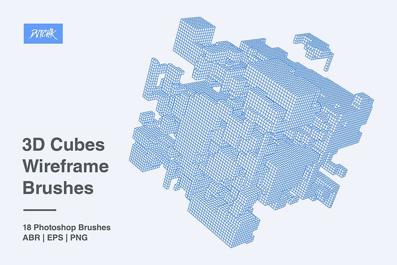 三维立方体线框图PS笔刷 - 笔刷下载 -