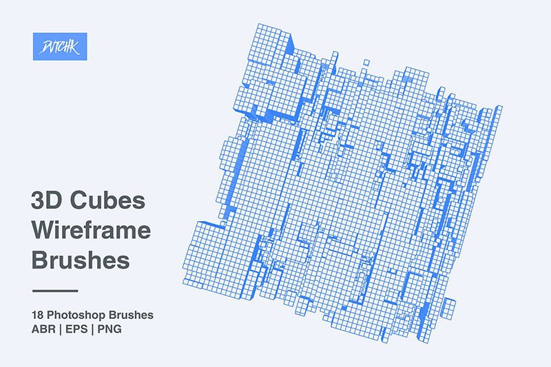 三维立方体线框图PS笔刷 - 笔刷下载 -