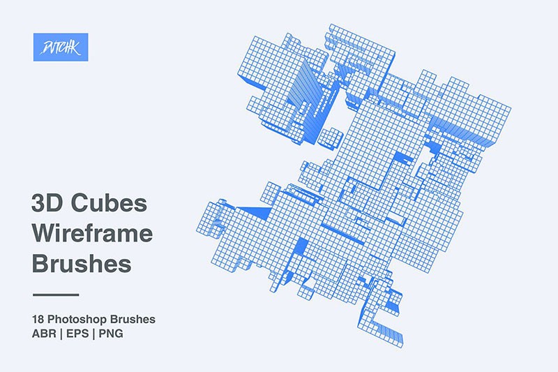 三维立方体线框图PS笔刷 - 笔刷下载 -