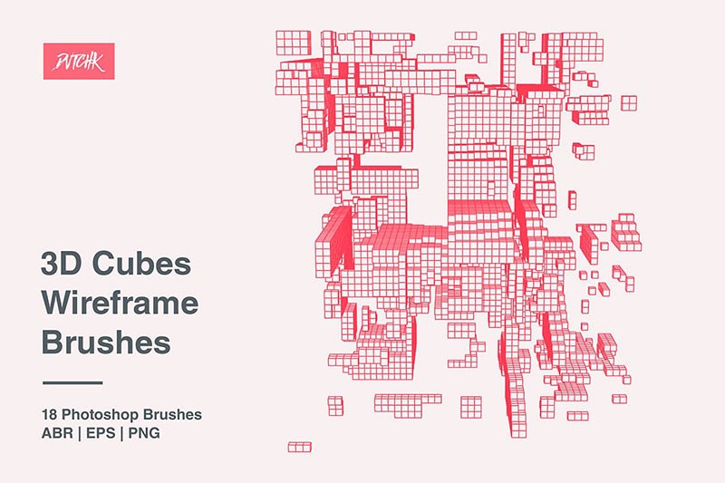 三维立方体线框图PS笔刷 - 笔刷下载 -