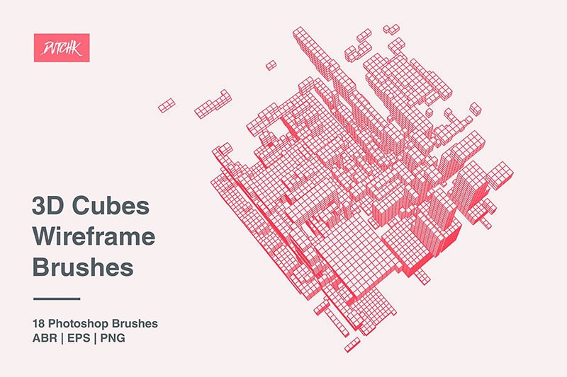 三维立方体线框图PS笔刷 - 笔刷下载 -