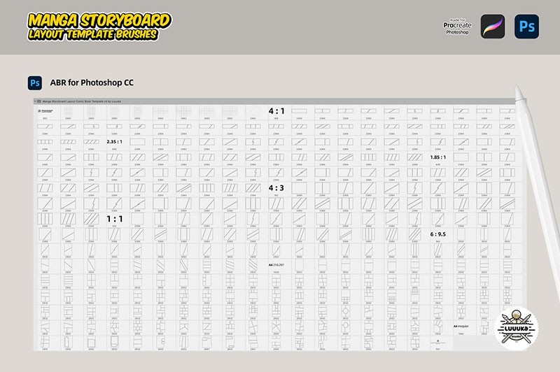 320+漫画排版布局PS和Procreate笔刷 - 笔刷下载 -