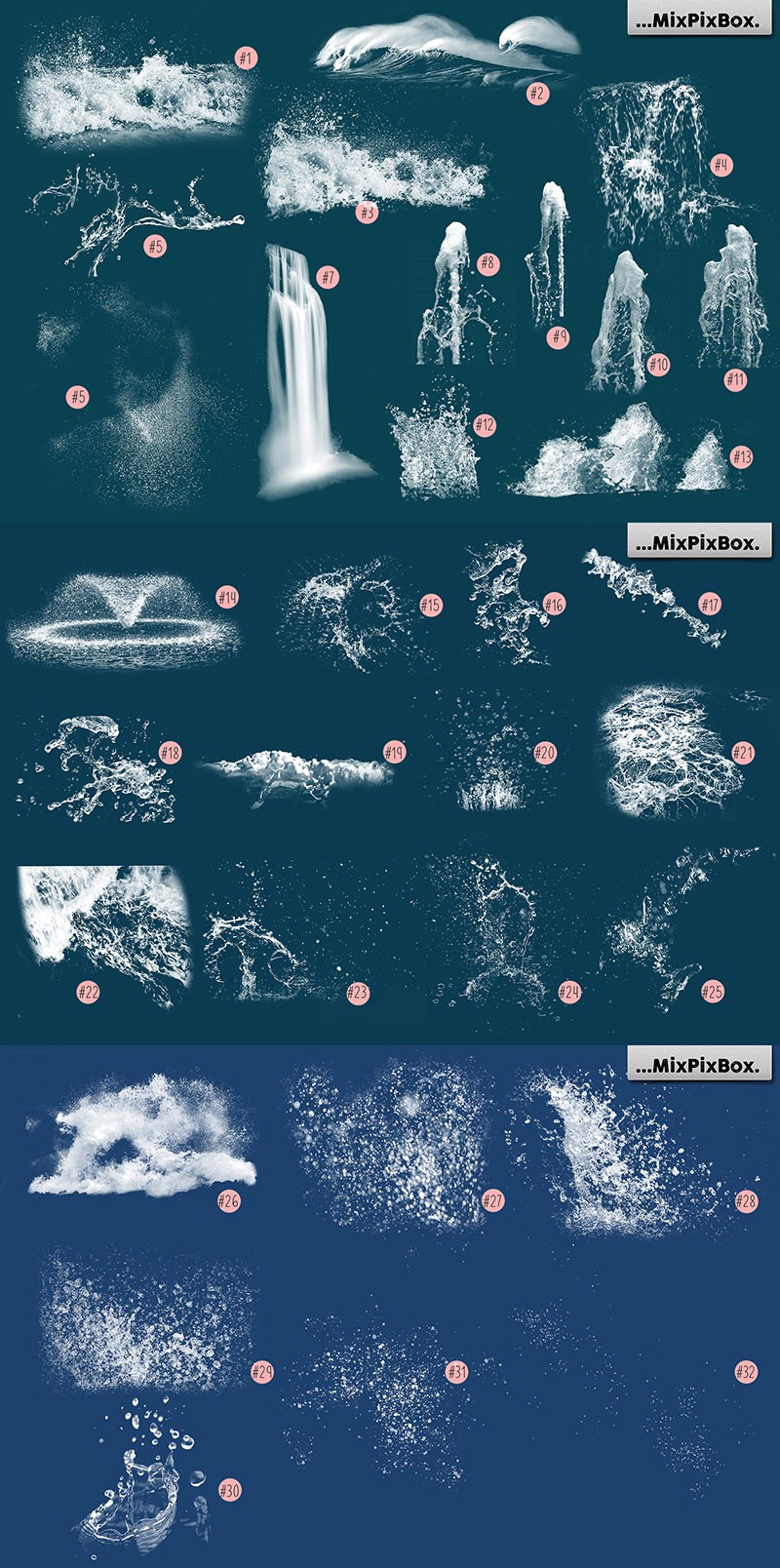 31张真实海浪水花PNG免抠素材 - PS图案 -