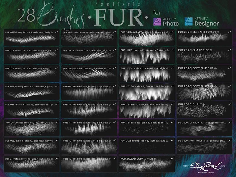 28个动物绒毛Affinity笔刷 - 笔刷下载 -