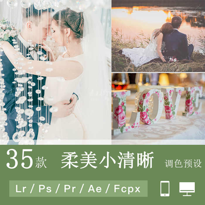 LR预设韩式日系小清新唯美婚礼PS/PR/FCPX/达芬奇/AE/LUT调色滤镜_