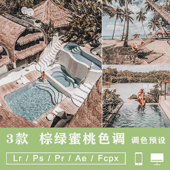 lightroom蜜桃棕绿ins旅拍人像PR达芬奇FCPX手机LR调色PS滤镜LUT_