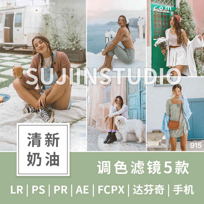 明亮清新调色LUT奶油绿PR电脑手机版Lightroom滤镜FCPX/PS/LR预设_