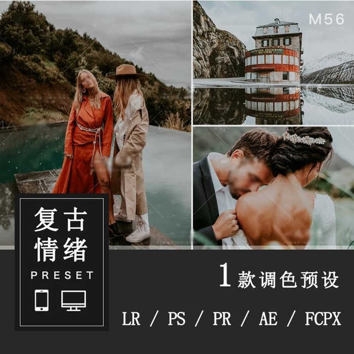 LR预设PS复古风光ins婚礼旅拍FCPX达芬奇手机版APP滤镜PR调色LUT_