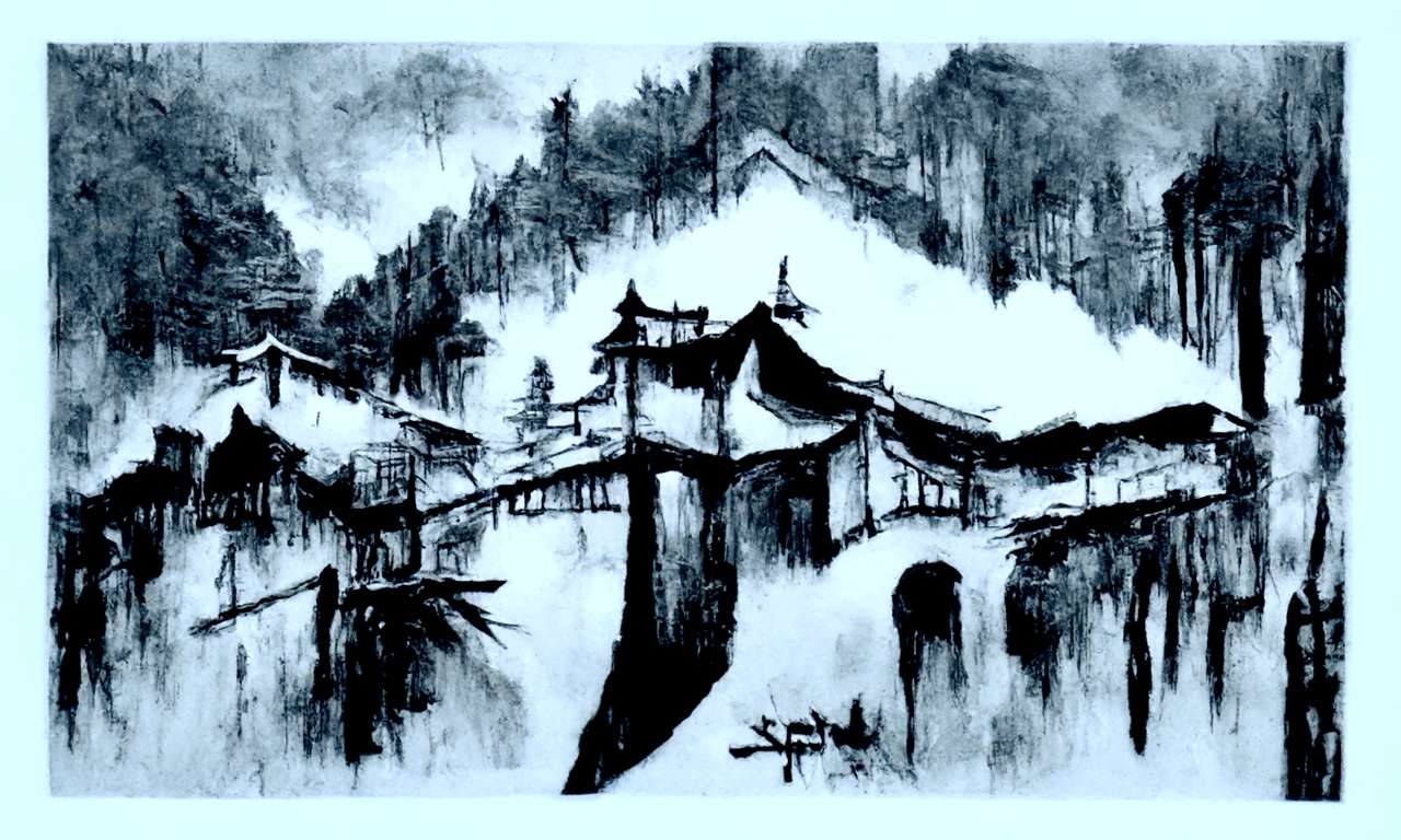 一幅美丽的水墨画 - 全部作品 - AI绘画 -