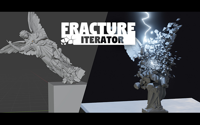 【Blender插件】Fracture Iterator v1.5.1 三维模型破碎模拟工具_