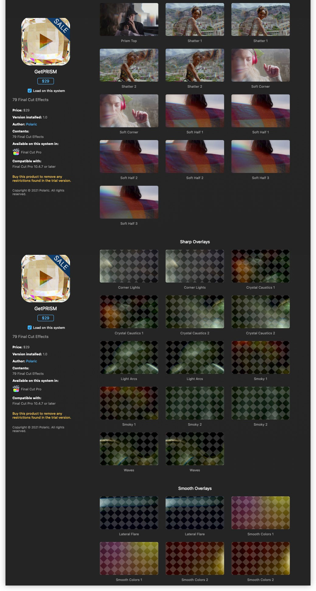 FCPX插件：79组唯美梦幻棱镜光晕效果预设支持M1 Polaric GetPRISM（9119） -