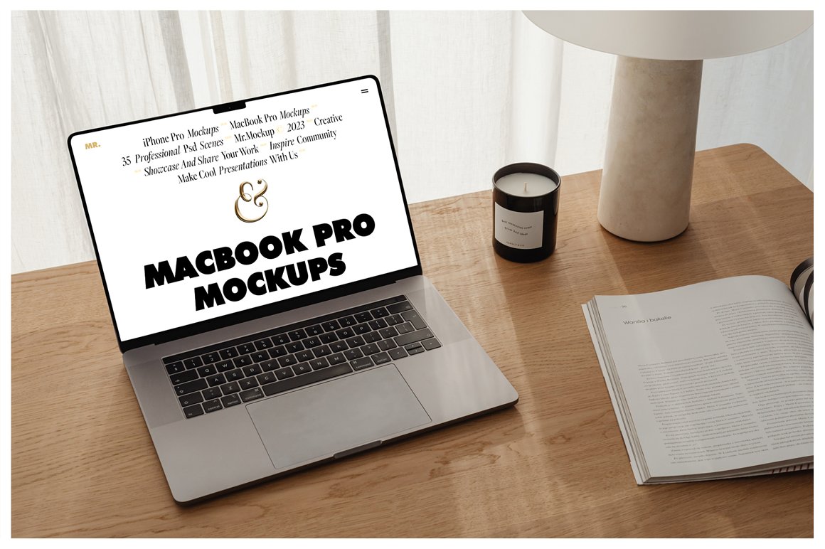 35款高级苹果iPhone 15 Pro手机MacBook笔记本电脑屏幕演示PSD样机模板 Device Mockups – iPhone and MacBook（9126） -