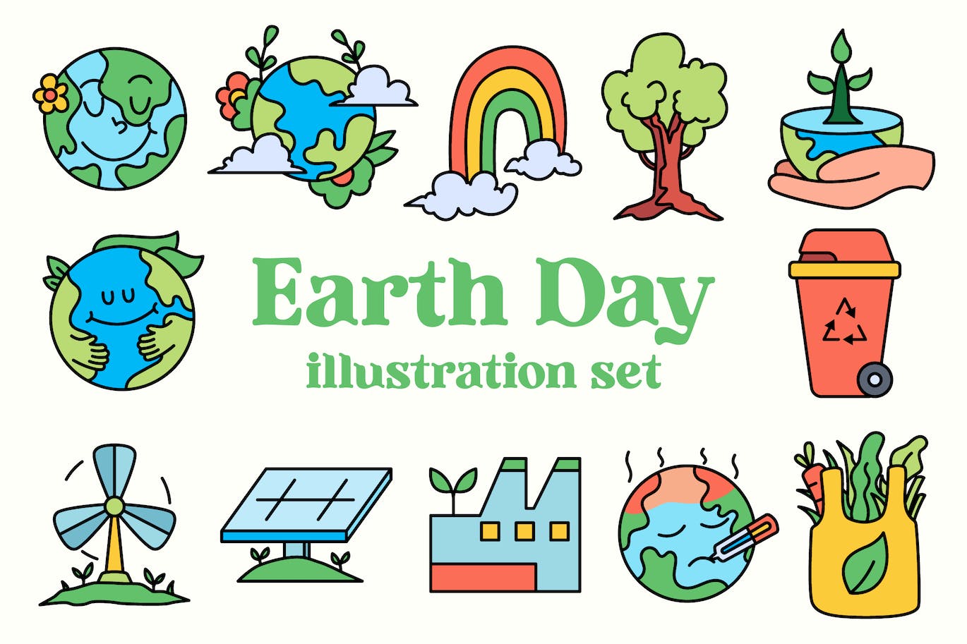 地球日矢量插画集 Earth Day Illustration Set