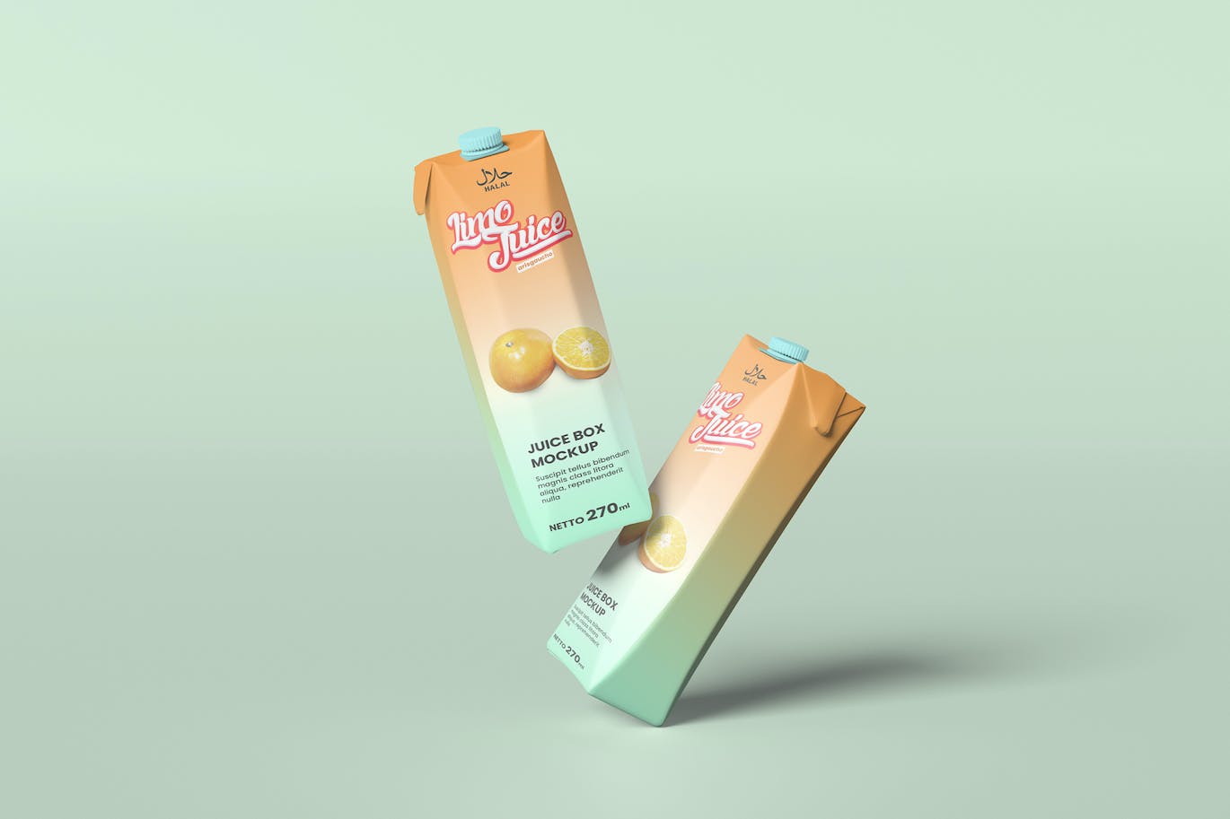 漂浮的果汁盒样机图psd模板 Floating Juice Box Mockup