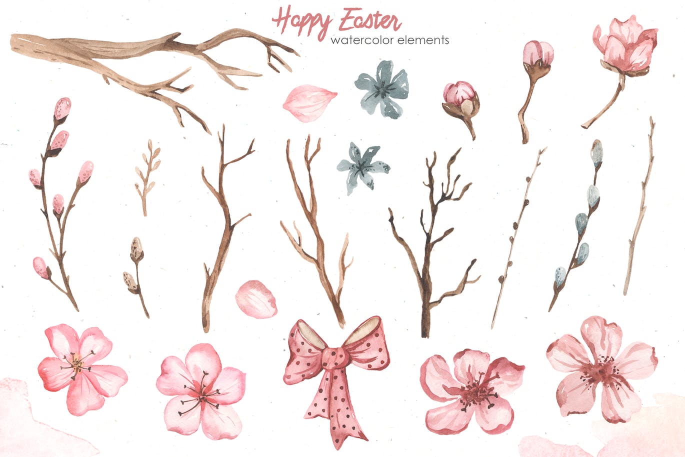 复活节快乐元素水彩画集 Happy Easter watercolor