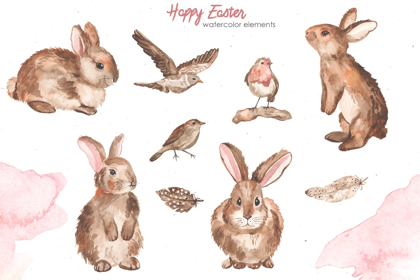 复活节快乐元素水彩画集 Happy Easter watercolor