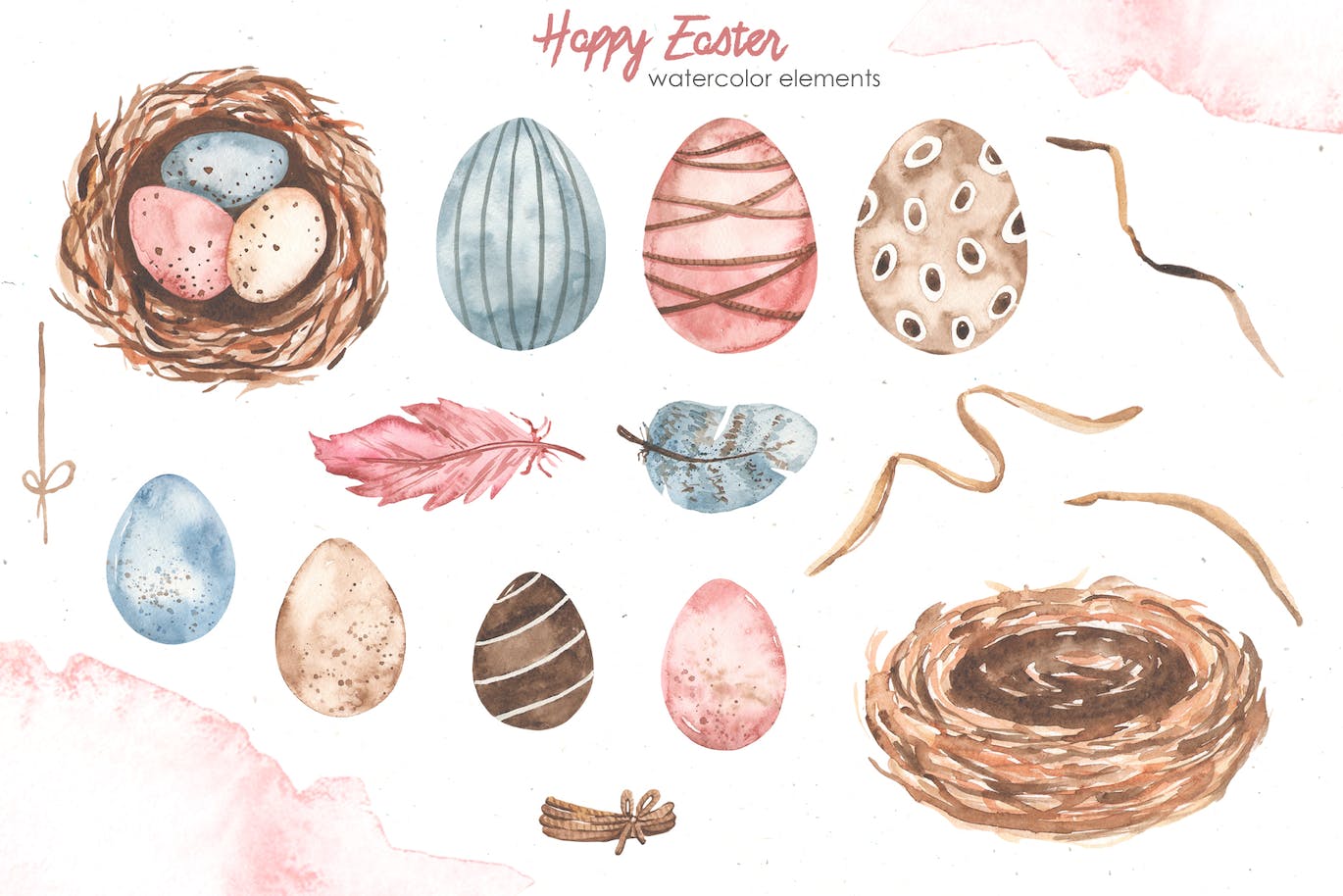 复活节快乐元素水彩画集 Happy Easter watercolor