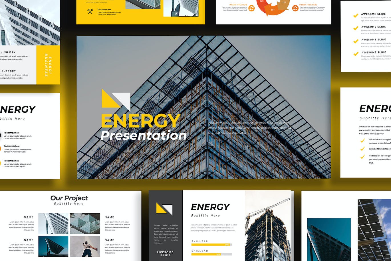 建筑方案PPT幻灯片模板素材 Energy Business Powerpoint