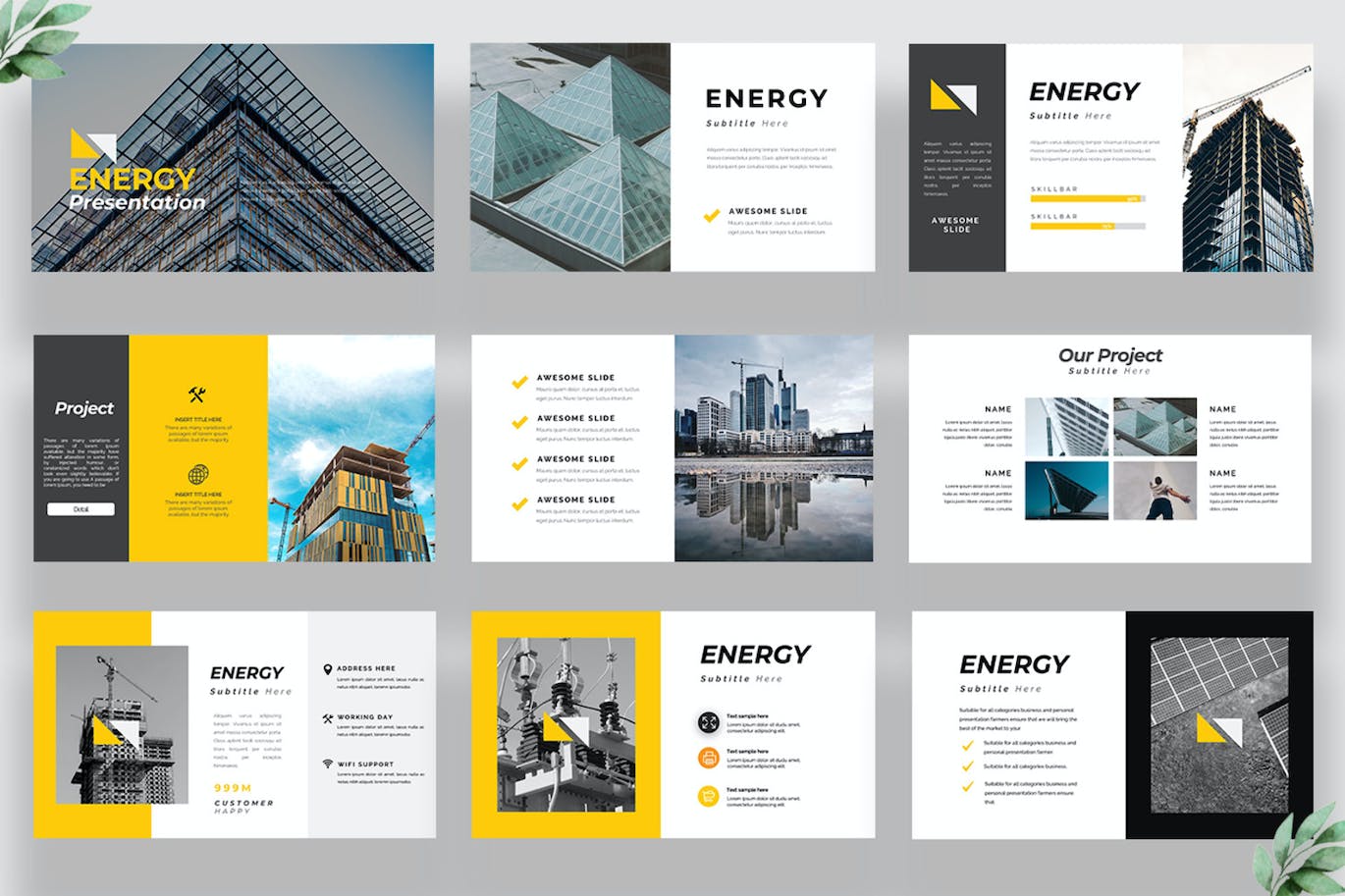 建筑方案PPT幻灯片模板素材 Energy Business Powerpoint