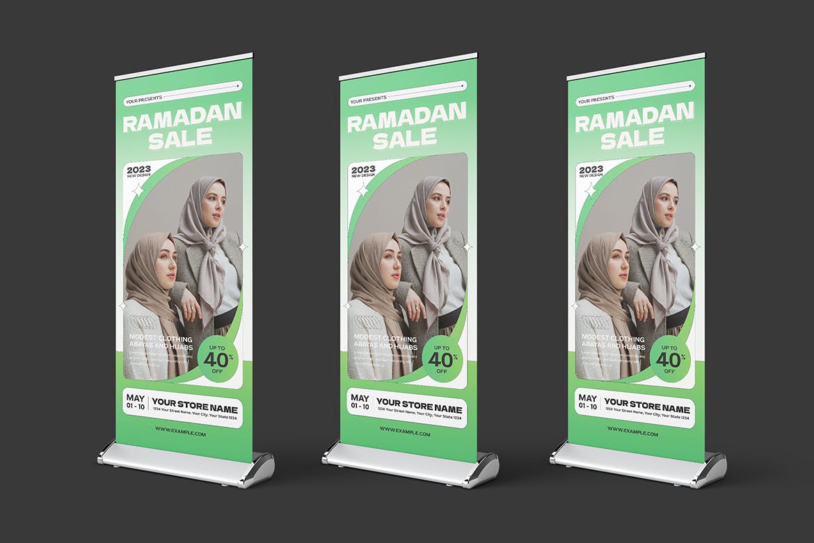 斋月时尚大减价广告易拉宝模板 Ramadan Fashion Sale Roll Up Banner