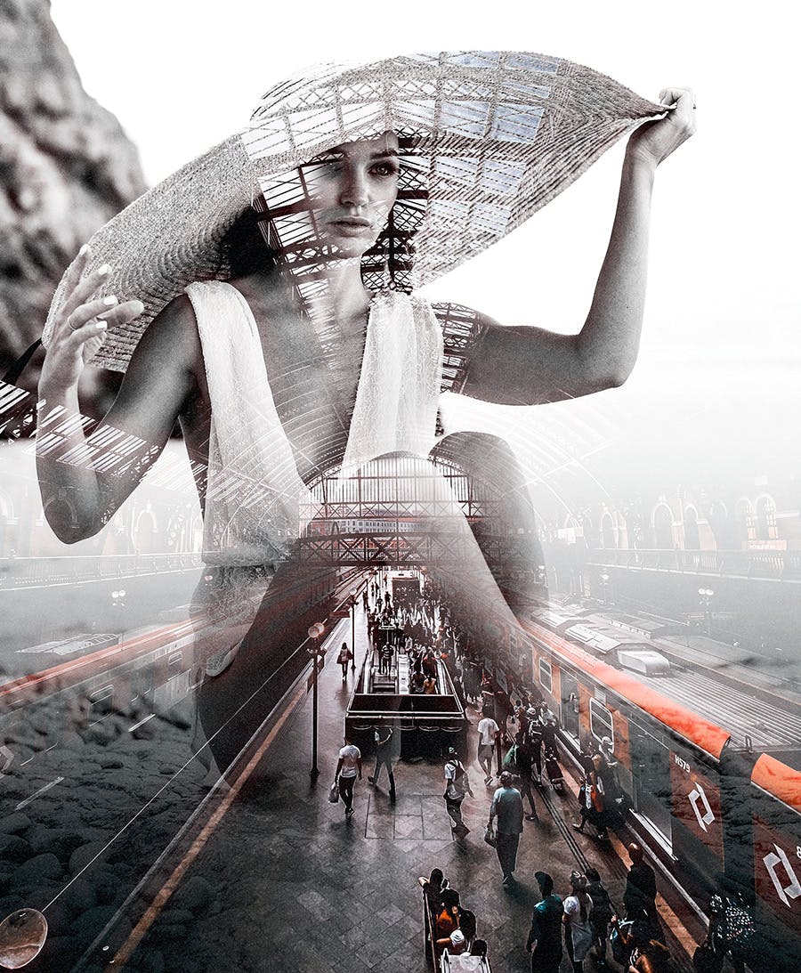 双重曝光城市照片处理效果PS动作模板 Double Exposure Urban &#8211; Photoshop Action