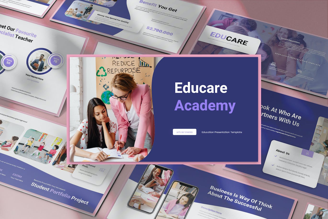 学习教育课件演示文稿PPT模板 Educare Education Presentation PowerPoint Template