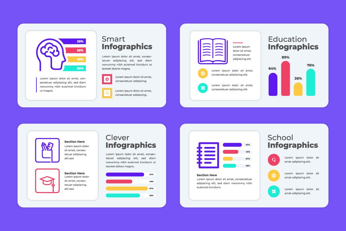 教育教学主题信息图表模板 Education Infographics Template