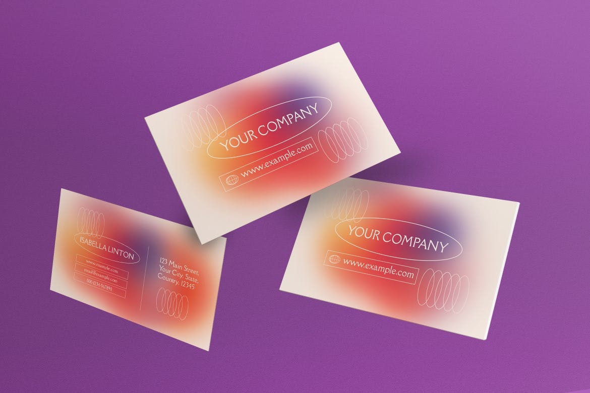 米色渐变名片模板 Beige Gradient Business Card