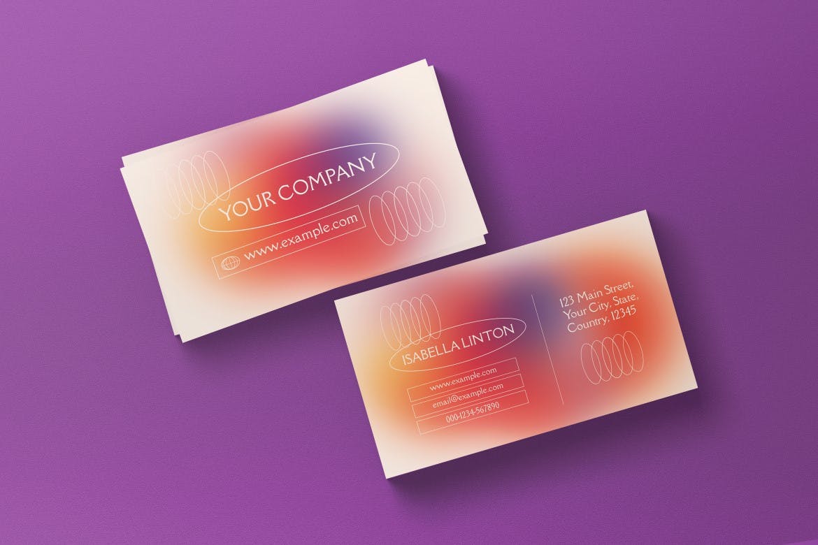 米色渐变名片模板 Beige Gradient Business Card