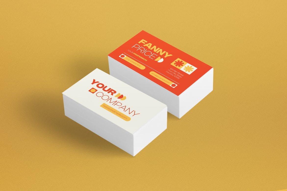 红色几何图形名片模板 Red Geometric Business Card