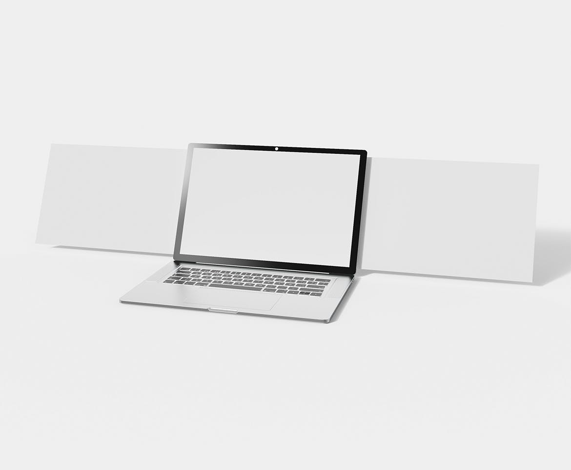 笔记本电脑与UI屏幕设计样机psd模板 Laptop with UI Screen Design Mockup