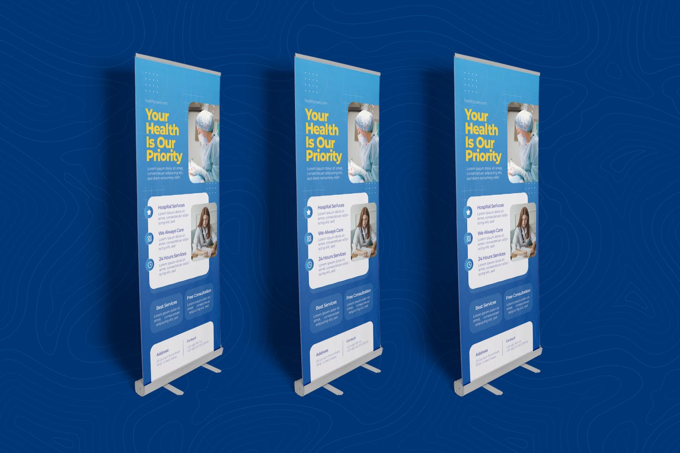 健康医疗服务易拉宝模板 Medical Provide Roll Up Banner