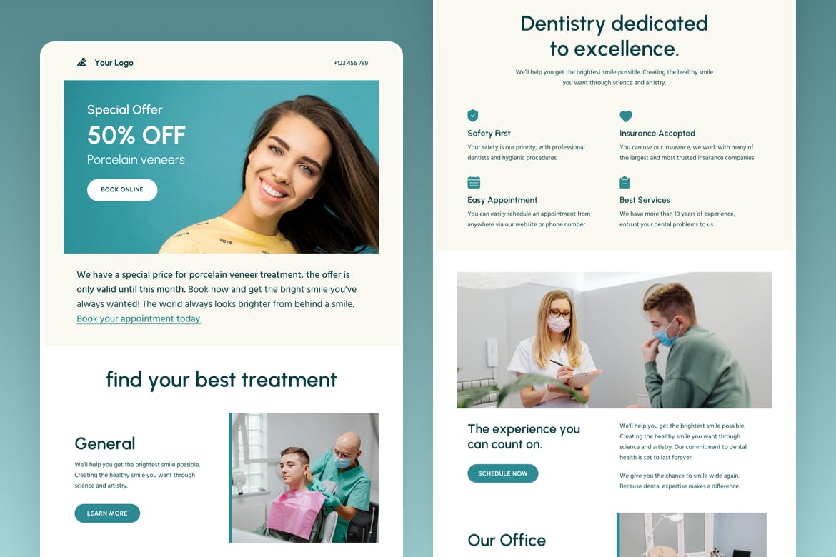 牙科广告电子邮件通讯模板 Email Newsletter Template