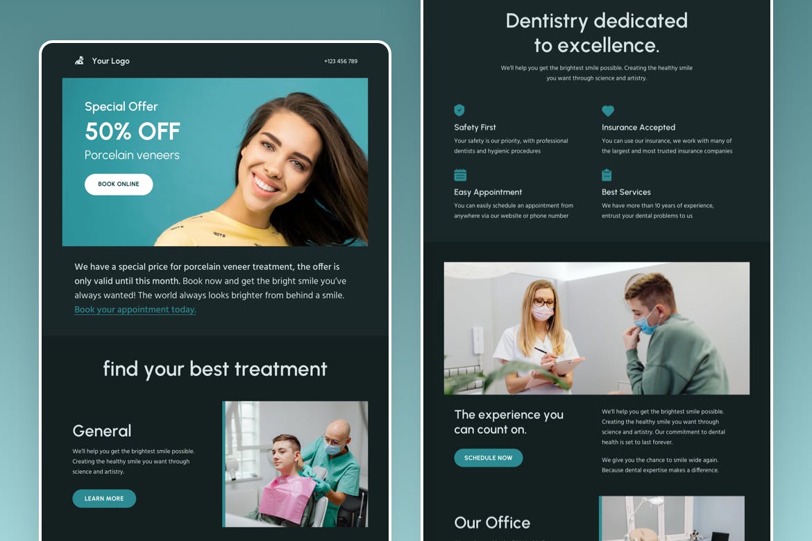 牙科广告电子邮件通讯模板 Email Newsletter Template