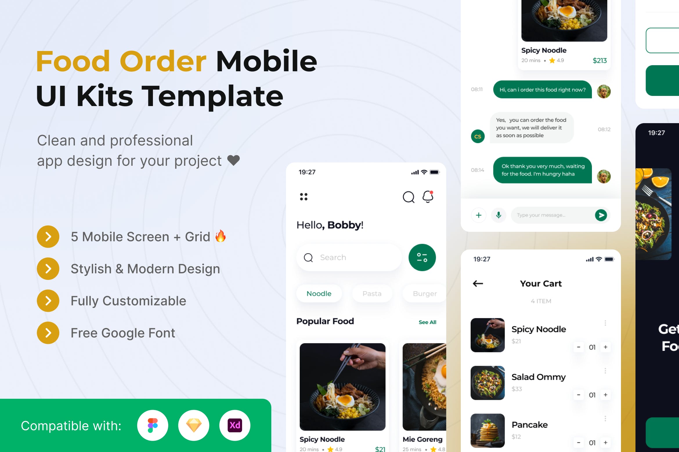 食品订购App移动应用UI套件模板 Food Order Mobile App UI Kits Template