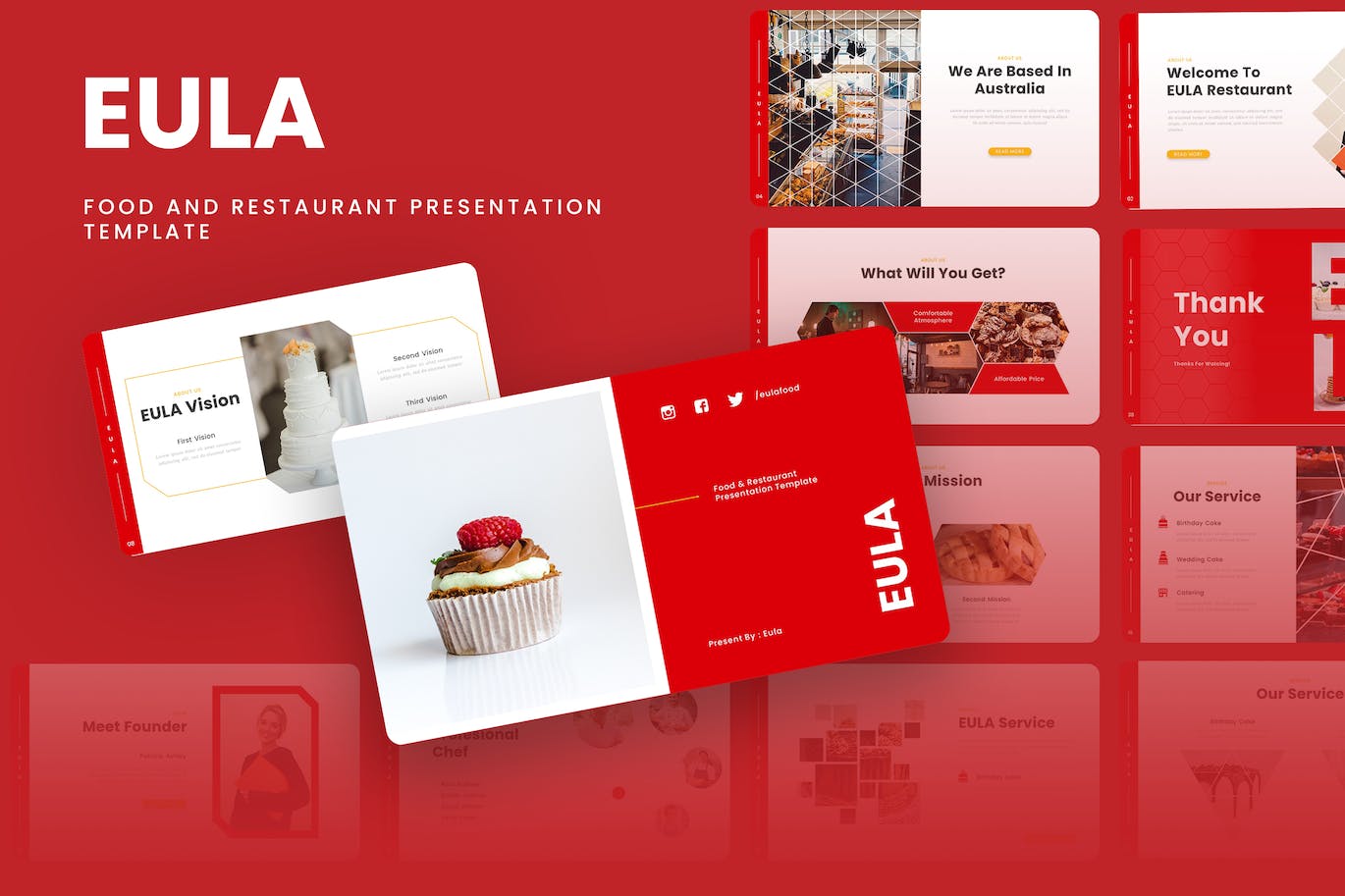 食品和餐厅Google幻灯片模板素材 Eula – Food And Restaurant Google Slides Template