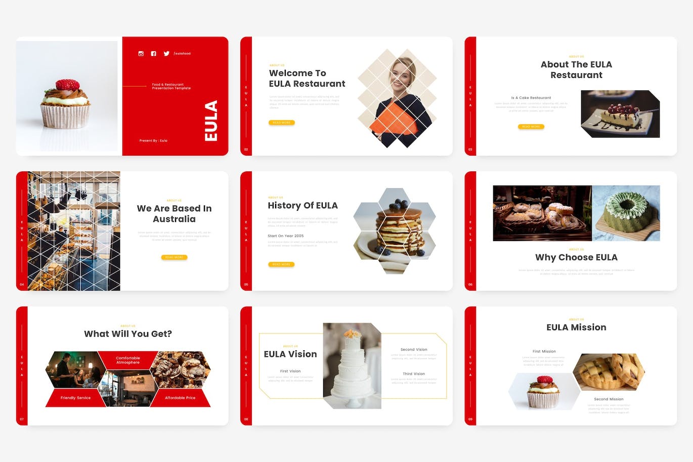 食品和餐厅Google幻灯片模板素材 Eula – Food And Restaurant Google Slides Template