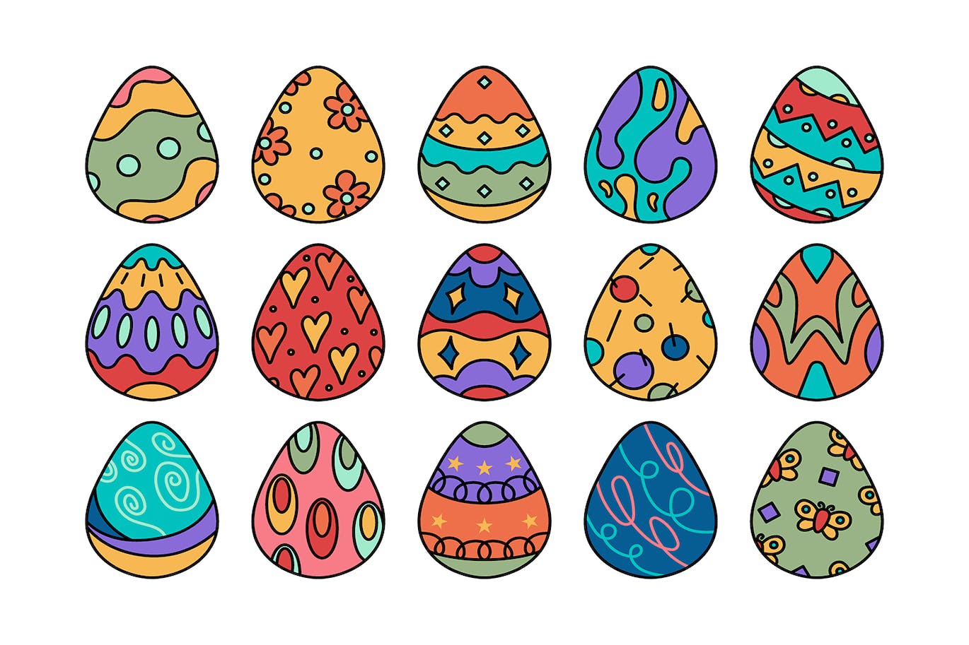 鸡蛋装饰插画集 Eggs Decoration Illustration Set