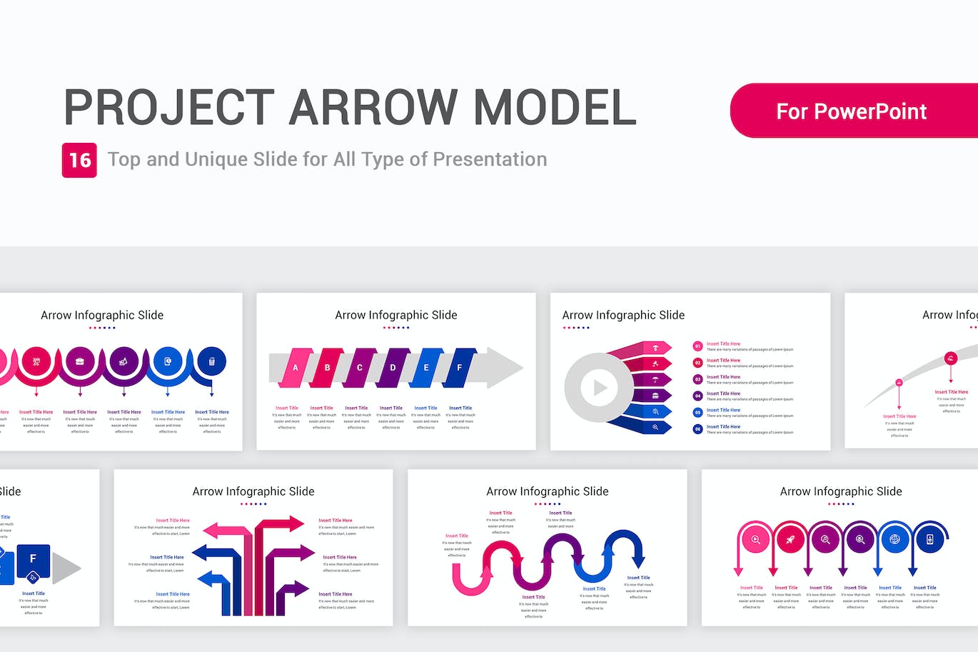 项目箭头模型幻灯片演示PPT模板 Project Arrow Model PowerPoint Template