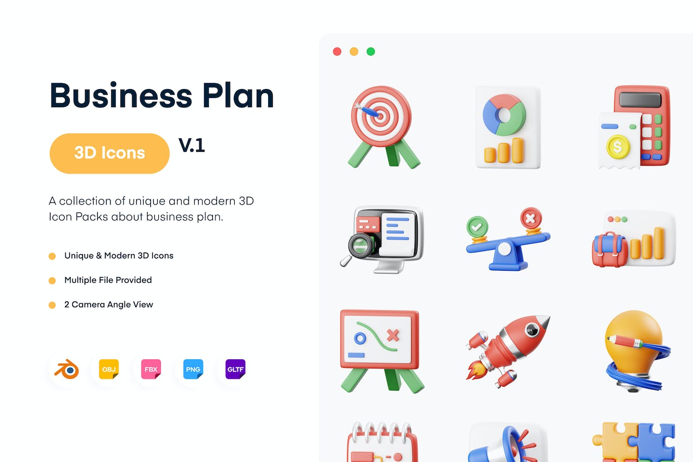 商业计划3D图标集 Business Plan 3D Icon