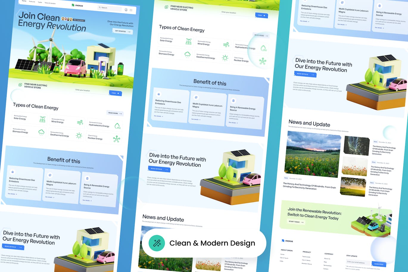 清洁能源网站着陆页设计模板 Energie &#8211; Clean Energy Landing Page