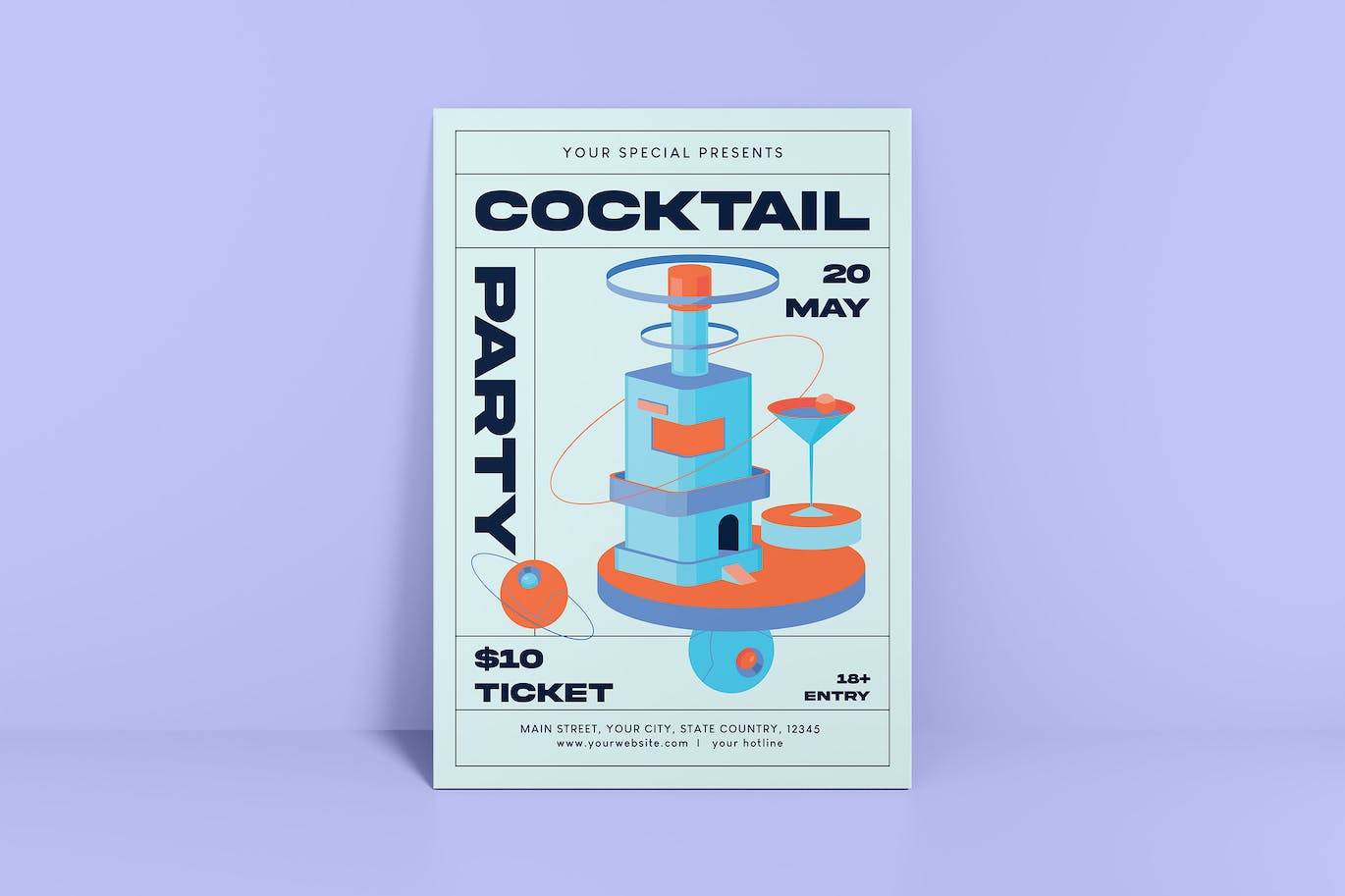 鸡尾酒聚会传单设计 Cocktail Party Flyer