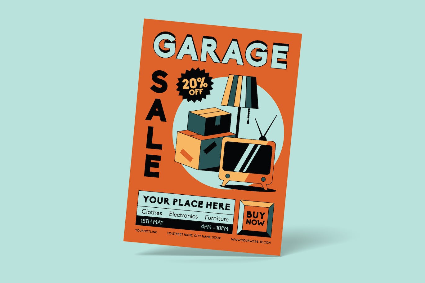 旧商品折扣销售海报设计模板 Garage Sale Flyer