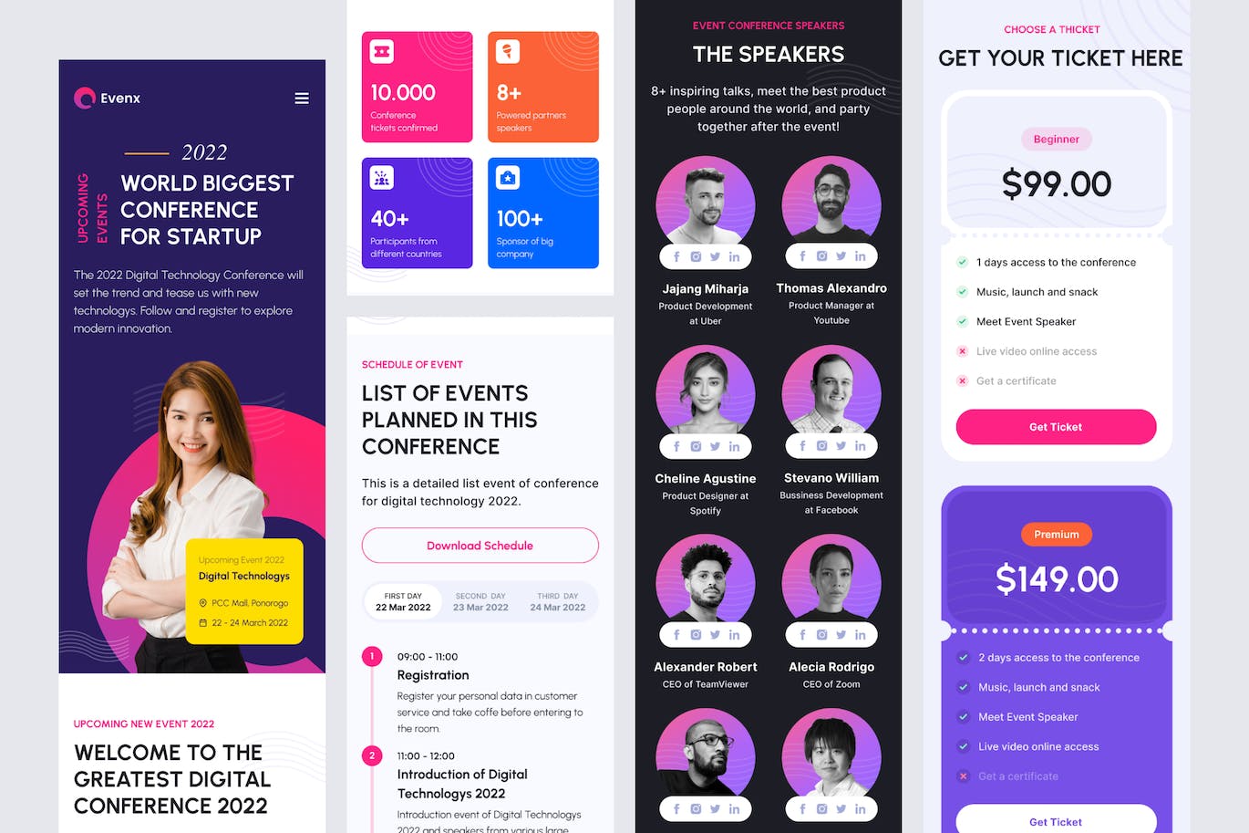 发布会活动网站着陆页fig模板 Evenx &#8211; Events Landing Page V2 Responsive