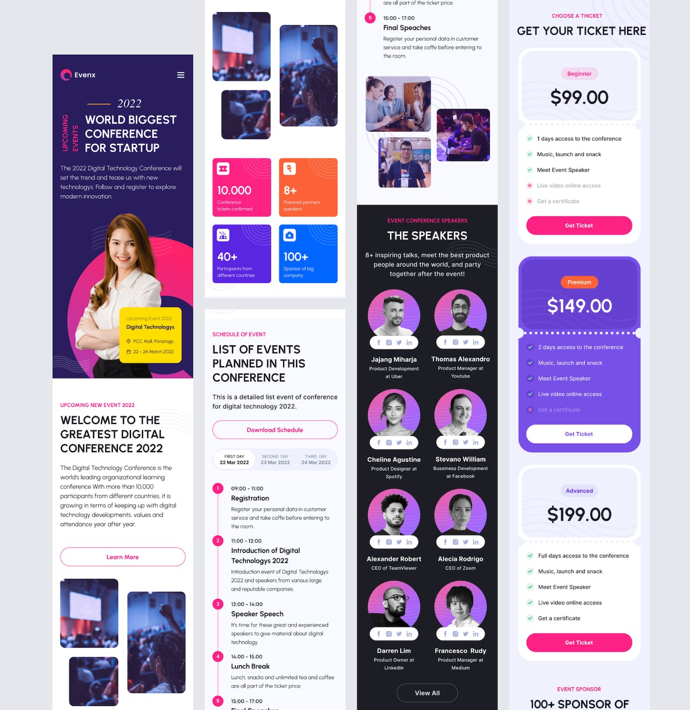 发布会活动网站着陆页fig模板 Evenx &#8211; Events Landing Page V2 Responsive