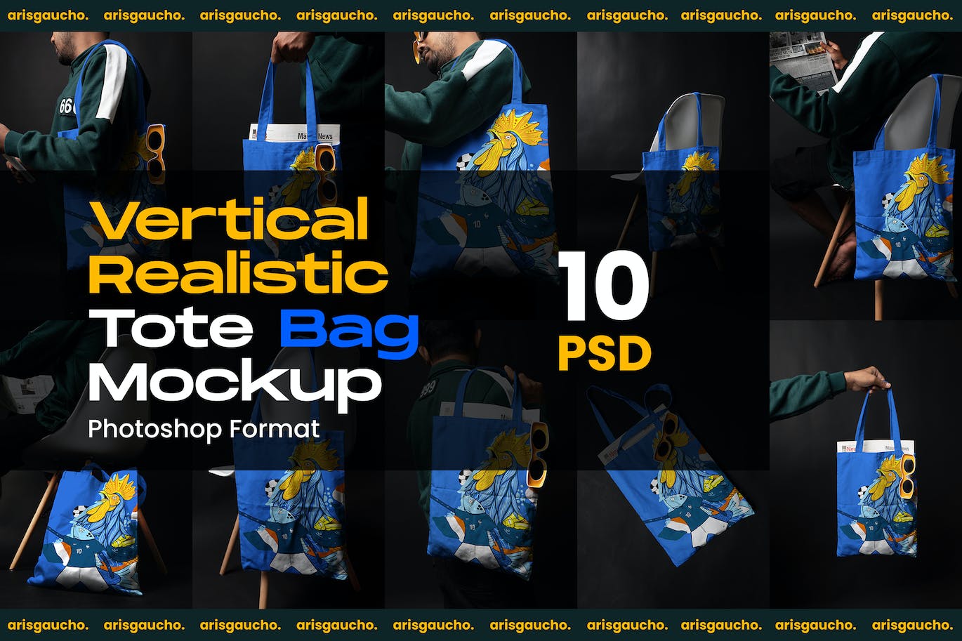 垂直逼真的购物手提袋设计样机 Vertical Realistic Tote Bag Mockup