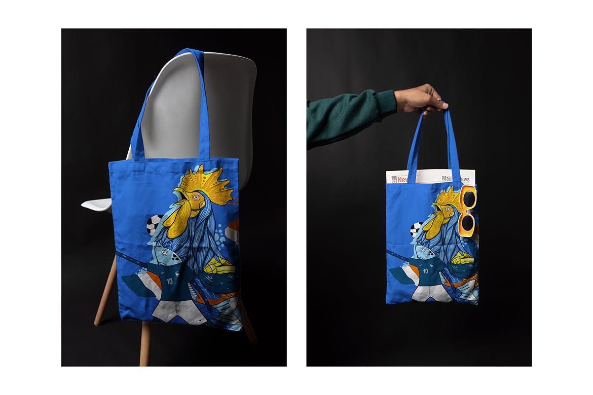 垂直逼真的购物手提袋设计样机 Vertical Realistic Tote Bag Mockup