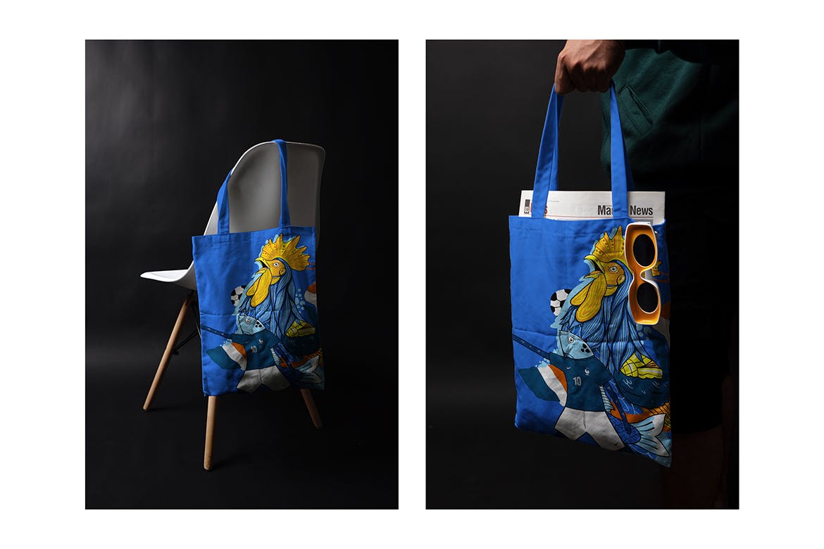 垂直逼真的购物手提袋设计样机 Vertical Realistic Tote Bag Mockup